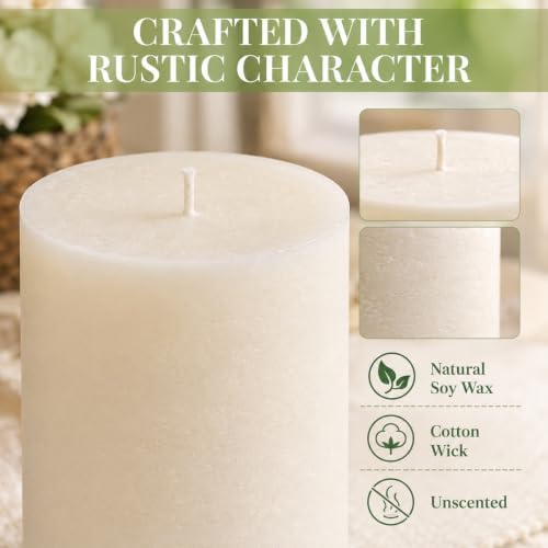 Unscented Soy Pillar Candles,Non-Toxic 2.8x3 Inch Candle,30 H,6 Pack - Image 2
