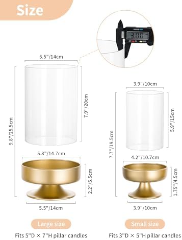 NUPTIO Candle Holders for Pillar Candles: Gold Large Hurricane Holders - Image 4