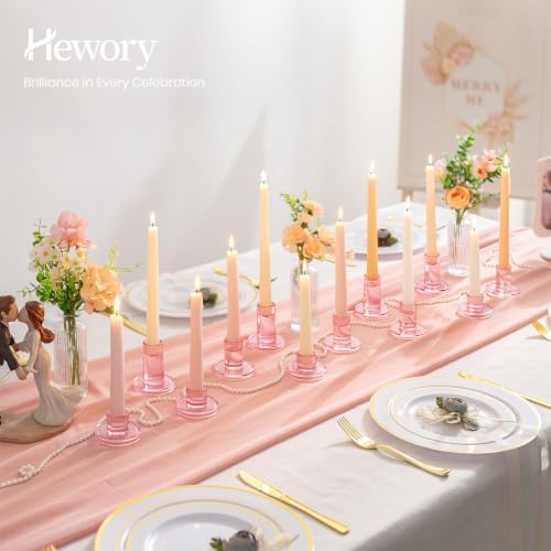 Hewory Pink Taper Candle Holders Bulk: 24PCS Glass Candlestick Holders - Image 3