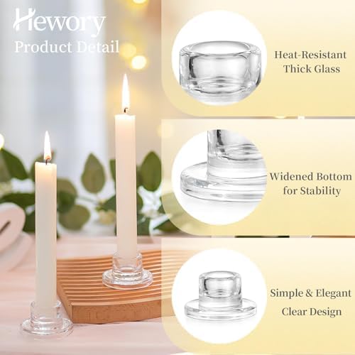 Hewory Glass Taper Candle Holders Bulk, 20 PCS Clear Candlestick Holders - Image 5