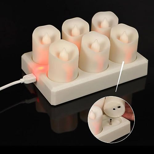 6 Pack Rechargeable Tea Lights Candles with Charging Base and Remote - Image 3