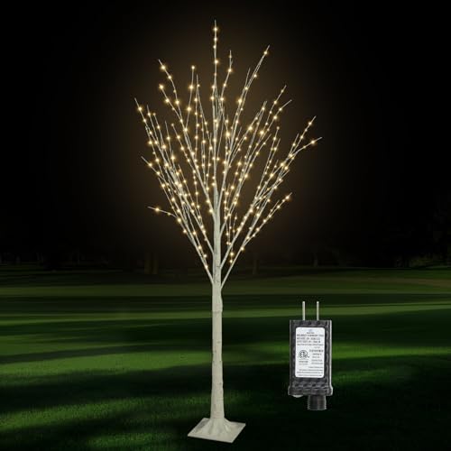 5FT Lighted Birch Tree, 400 LED Warm White Lights by IJG