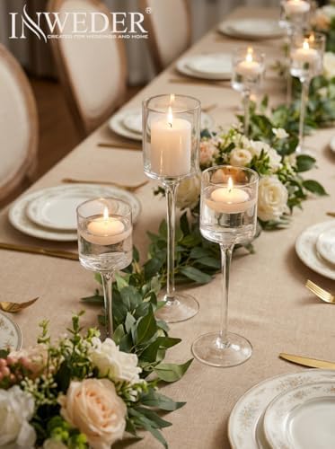 Tall Glass Candle Holder: Long Stem Candle Stand 30 Pcs - Image 2