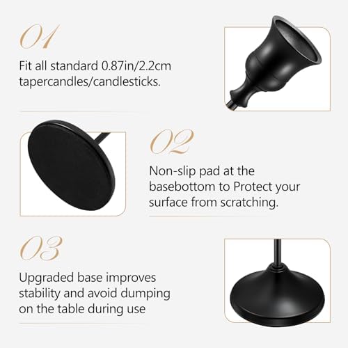 Candlestick Holders 6 PCS Metal Taper Candle Holders, KSWING Black Candle Stick Holders Set, Perfect for Table Centerpiece Mantel Party Wedding Christmas Home Decor, Set of 6 - Image 4