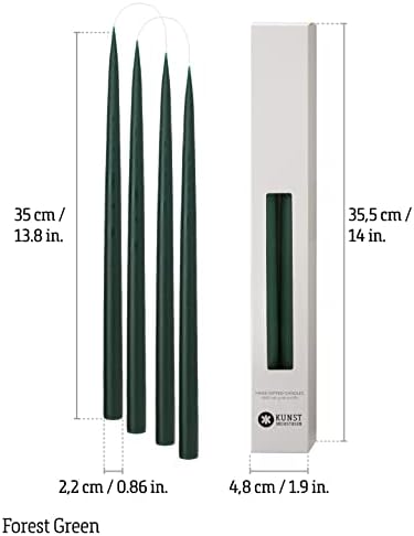 Kunstindustrien® Taper Candles – Set of 4, 13.8" – Made in Denmark, Long Burning Candles 15h, Unscented & Smokeless Candlesticks – Elegant Tall Candles for Weddings Dinners & Home Decor (Forest Green) - Image 3