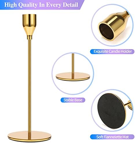 Set of 6 Gold Candlestick Holders Taper Candle Holders Candle Holders Decorative Candlestick Holder for Home Decor, Wedding, Dinning, Party, Anniversary (Bright Gold) - Image 2