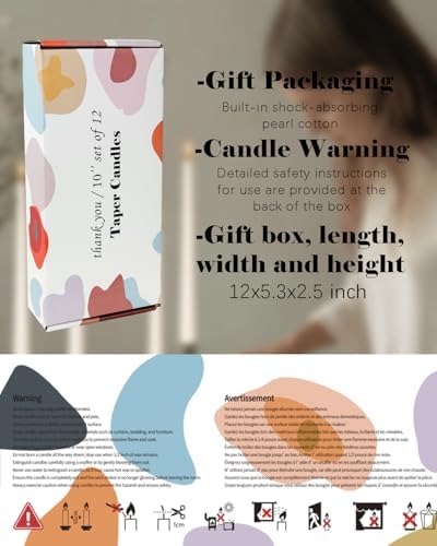 10 Inch Colored Taper Candles-Dripless Unscented Wedding Tapered Candle Smokeless Candlestick Long Slow Burning 8 Hours Tall Sticks for Christmas Dinner Parties 12 Pack - Image 6