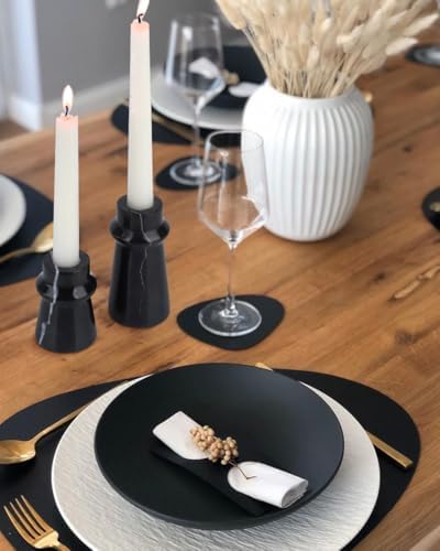 Vixdonos Marble Candle Holder Set of 2 Taper Candle Candlestick Mantle Candle Stand for Home Decor,Wedding,Party and Table Centerpieces(Black) - Image 6