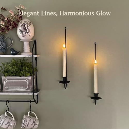 Batoslee Wall Candle Holder Set of 2, Black Metal Wall Mount Candle Sconces - Image 3