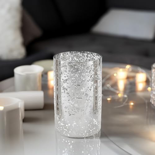 WGVI Hurricane Candle Holder Sleeve, W: 4", Ht: 6", Silver Speckled Glass Cylinder Open Both Ends, Chimney Tube Shade, 6 Pieces - Image 5