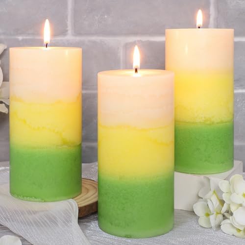 Pillar Candles, Freesia Scented Candles 70+Hour Long Lasting Burn Time, 3 X 6 Inches Candles for Wedding Home Décor, Set of 3 - Image 5