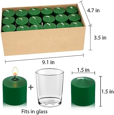 10 Hour Green Votive Candles for Weddings Party Spring and Emergency, Set of 36 Unscented Bulk Candles for Restaurants and Home Decoration - Image 6