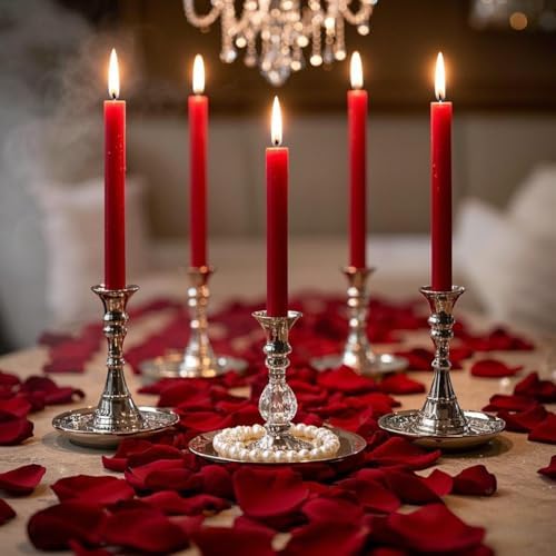 12-Pack 10 Inch Red Smooth Taper Candles - Image 2