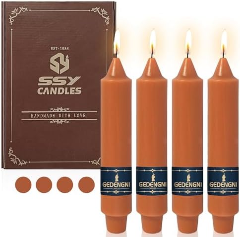 Terracotta Taper Candles 7 Inch Dripless Candlesticks, Gedengni 4 Pack Unscented Decorative Taper Candle Sticks for Wedding Centerpieces Mother’s Day Dinner Table Boho Rustic Home Decor by Gedengni