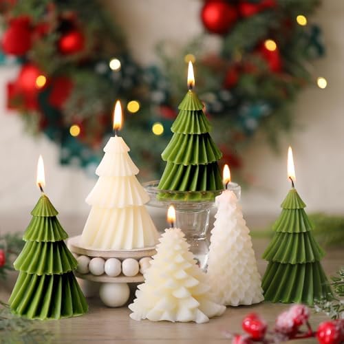 Conelist 6 Pcs Christmas Tree Candles Decorative Xmas Wax Candles Decor - Image 3