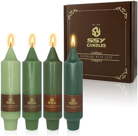 5 inch Short Candlesticks Gradient Green Taper Candles 4 PCS for Dinner Household Wedding Party Home Décor Candles by XINAOBAOLUO
