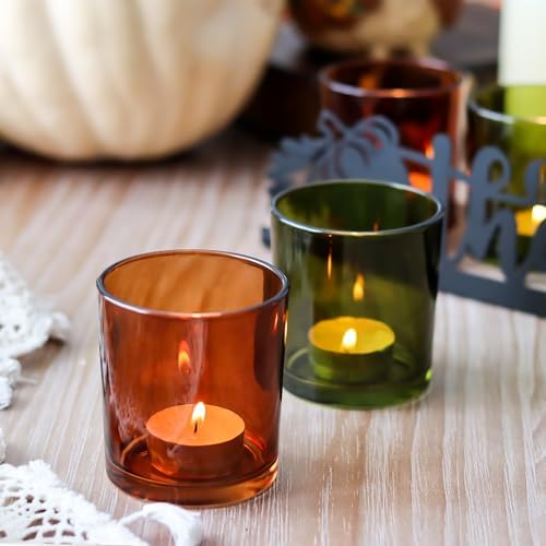 Thanksgiving Centerpieces Glass Tealight Votive Candle Holder Include 1 Candle Tray & 4 Candle Holders Fall Thanksgiving Table Decorations Indoor - Image 3