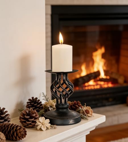Vintage Metal Pillar Candle Holder for Table Decor - Image 5