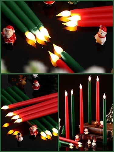 Treela Battery Operated LED Taper Candles,Basic,10 Inch,Red,Green - Image 4