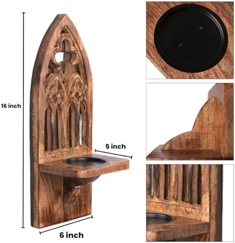 Wall Candle Sconces Set of 2, 16 Inch, Natural Burnt - Image 5