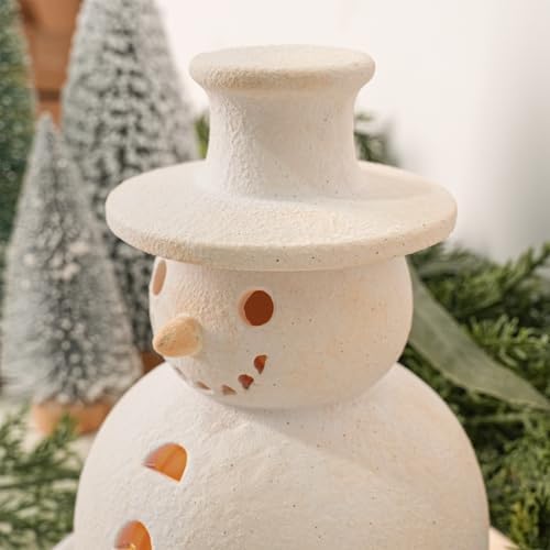 Christmas Decorations, Set of 3 Handmade Terracotta Snowman Figurines - Image 2