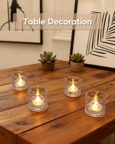 Homemory 2" Clear Acrylic Votive Candle & Holders with Auto Timer, 6 Pack - Image 4