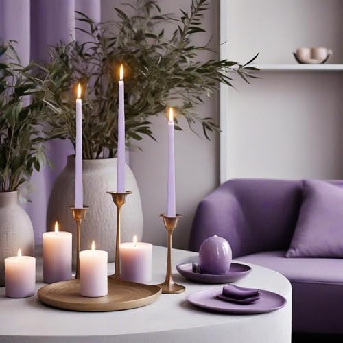 4 PCS Scented Taper Candles Purple 10 inch Long Candle Sticks Soothing Lavender Fragrance Smokeless Tapered Candle for Wedding Decor,Festival and Special Occasions - Image 2