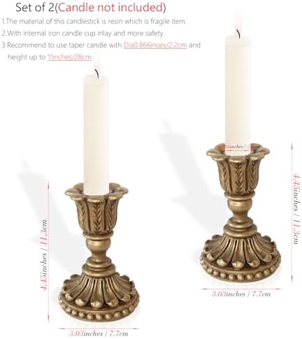2Pcs Vintage Gold Candle Holders,European Style Candlesticks Holder - Image 3