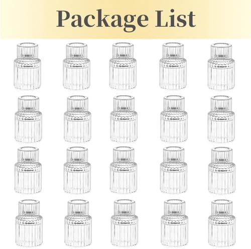 Hewory Taper Candle Holders Bulk, 20PCS Clear Glass Candlestick Holders - Image 6