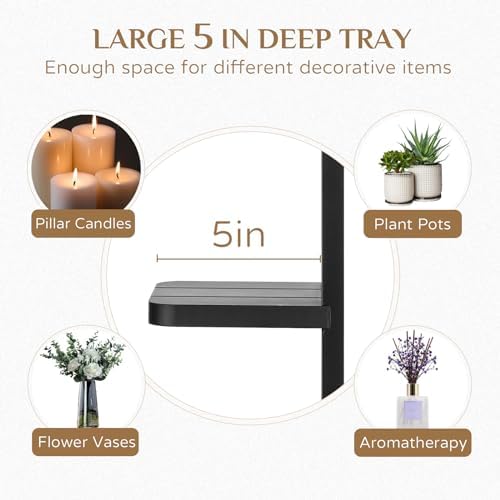 Black Wood Wall Candle Holder Set of 2 - Image 5