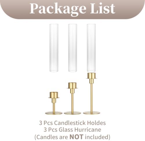 Sziqiqi Gold Hurricane Candle Holders: Gold Candlestick Holders Set of 3 - Image 7