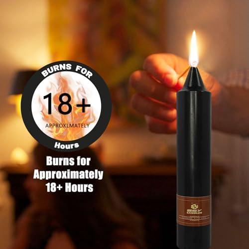 NJAO HOO Black Short Taper Candle 7 Inch Halloween Candlesticks Unscented Dripless Tapered Candle Set for Home Decor Wedding Party Dinner Candles, 4 Pack - Image 6