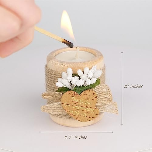 30 Pack Wedding Favors Wood Tealight Candle Holders, Bridal Shower Favors for Guests Bulk, Baptism/Baby Shower Centerpieces for Tables, Wood Cylinder Candle Set for Baby Shower Decorations - Image 3