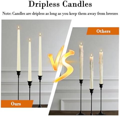 Ivory Taper Candle,24PACK Unscented 10 Inch Taper Candles-Dripless and Smokeless-8 Hours Long Burning Dinner Candle, Ideal for Halloween Taper Candles, Weddings, Dinner,Parties - Image 2