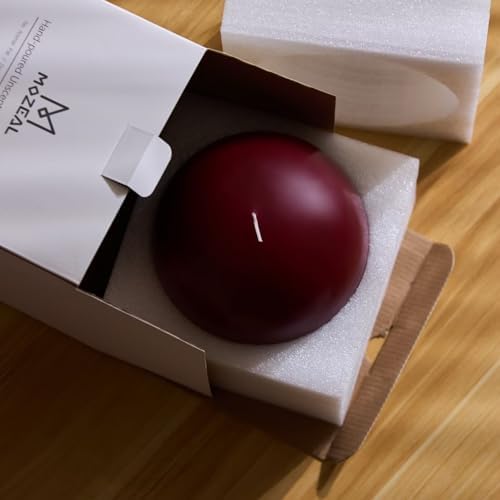 MOZEAL Hand-Poured, 6 Inch Dark Red Large Round Ball Candles - Elegant Dark Red Round Pillar Candles, Dripless, Unscented, Smokeless, Ideal for Intimate Gatherings. - Image 6