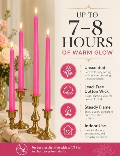 Hot Pink Elegant Taper Candles for Romantic Home Décor and Events - Image 5
