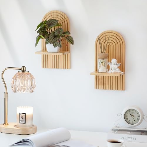 Boho Wall Decor Set of Two: Wood Wall Candle Holder - Image 5