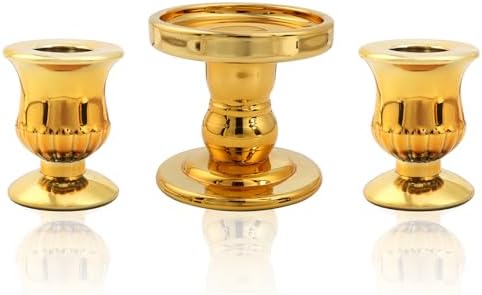 Gold Unity Candle Holder - Glass Candle Holders for Pillar Candles Taper Candles, Glass Candlestick Holders Set of 3, Decorative Clear Glass Candlestick Holder for Wedding Table Dinning Centerpiece by Ohmique