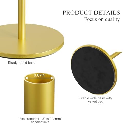 Set of 3 Gold Candlestick Holders, FSyueyun Candle Stick Holder Home Decor - Image 5