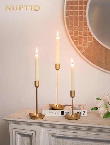NUPTIO Taper Candle Holders for Centerpiece: Matte Gold Candlestick Holder - Image 2