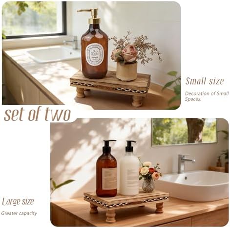 Bathroom Tray Pedestal Stand, Waterproof Wood Riser for Bathroom Counter - Image 5