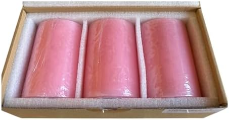 Mister Candle Dripless Unscented Pink Pillar Candles, Set of 3 Hand Poured Solid Color Non-Scented Candles for Home Decor, Premium Wax, 60 Hr Burn Time - 3x4 Inch, Pink - Image 3