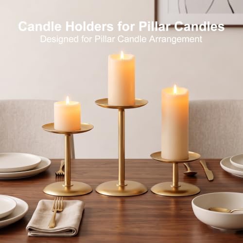 Homemory Fall Halloween Table Decor, Gold Metal Candle Holders Set of 3 - Image 3