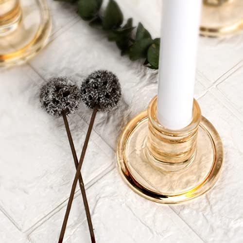 12PCS Amber Glass Taper Candle Holders, Crystal Candlesticks, Dining Decor - Image 5
