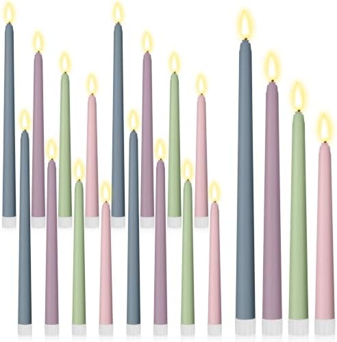 Rossesay 24 Pcs Flameless LED Taper Candles Battery Operated Candles 8.5", 9.65", 10.8", 12.8" Flameless Candlesticks Flickering for Christmas Church Wedding(Classic, Light Color) by Rossesay