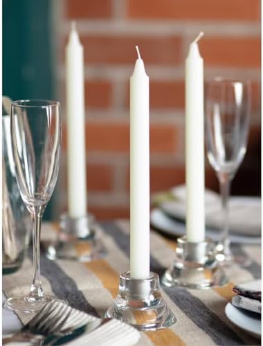 CANDWAX Ivory Taper Candles Pack of 12 - Slow Burning Dripless Unscented Straight Candles 10 inch - Ideal for Dinner Table - Smokeless Long Candlesticks - Image 4