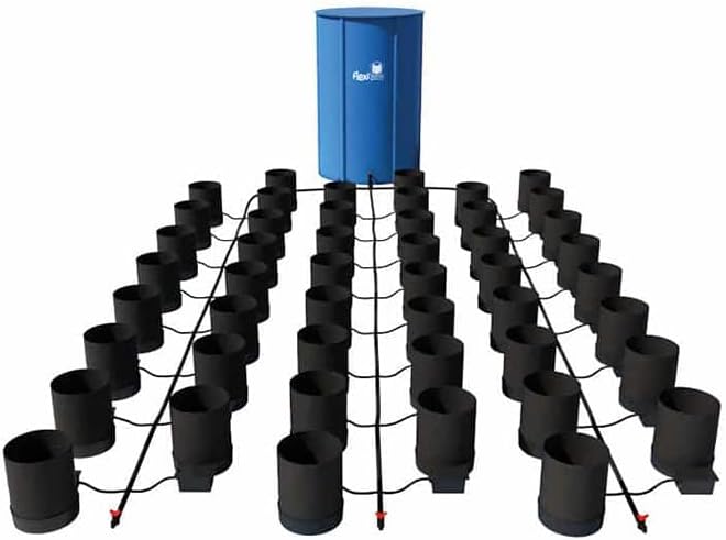 AutoPot 48 Pot GeoPot System with 3 Gallon Fabric Pots - Self-Watering, Gravity-Fed System (48Pot with 105 gal Flexi Tank) Indoor, Black