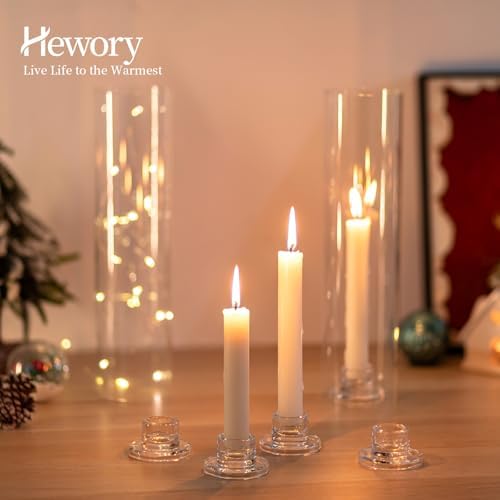 Hewory Glass Taper Candle Holders Bulk, 4 PCS Clear Candlestick Holders - Image 4