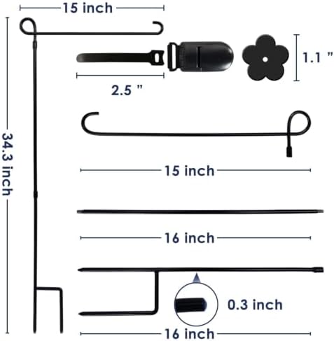 3PC Garden Flag Holder Stand, Weather-Proof Yard Flag Pole Black Metal Powder-Coated Flagpole with Tiger Clip and Rubber Stopper for Garden Flags Outdoor Decorations - Image 5