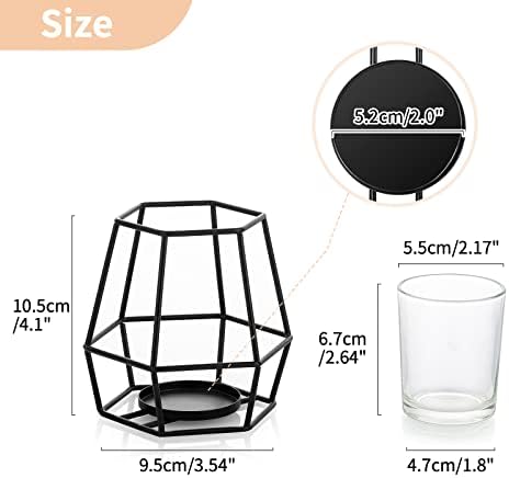 NUPTIO Black Geometric Tealight Candle Holders, Set of 2 - Image 2